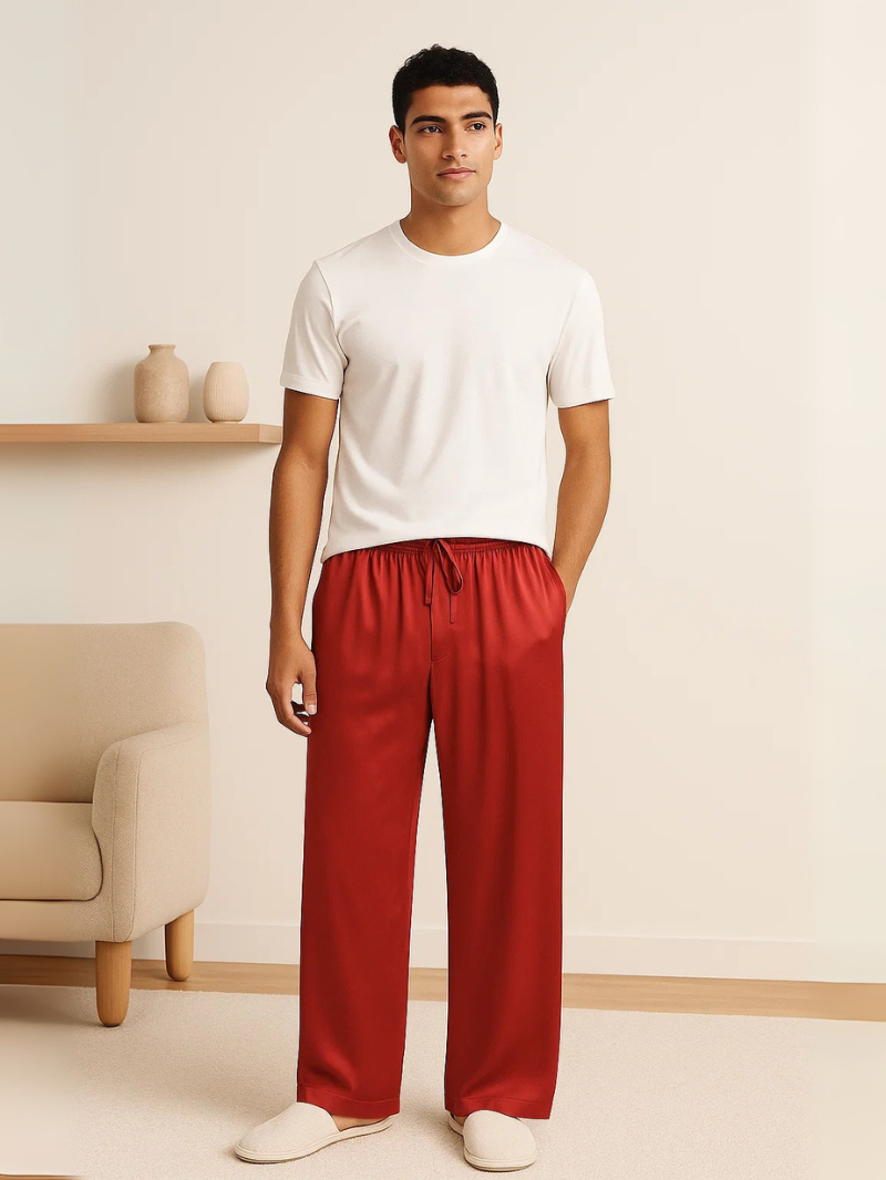 Men’s Pajama Pants – Loose Satin Sleepwear Trousers