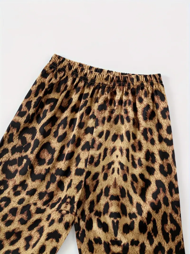 Kids Leopard Print Pajama Set – Girls Long Sleeve Sleepwear, Flame Resistant Nightwear