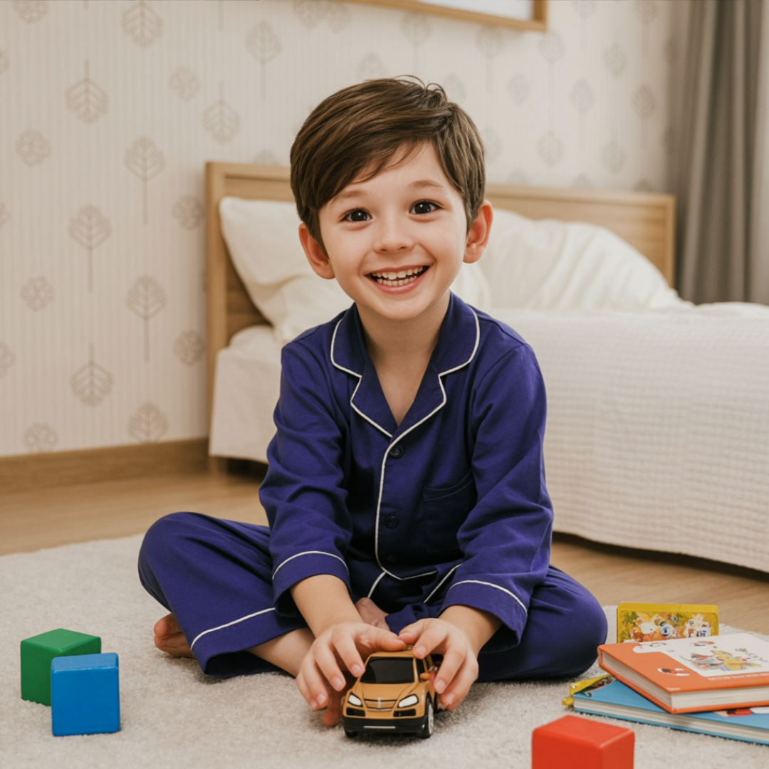 100% Mulberry Silk Pajamas for Kids – Comfortable Long Sleeve Set