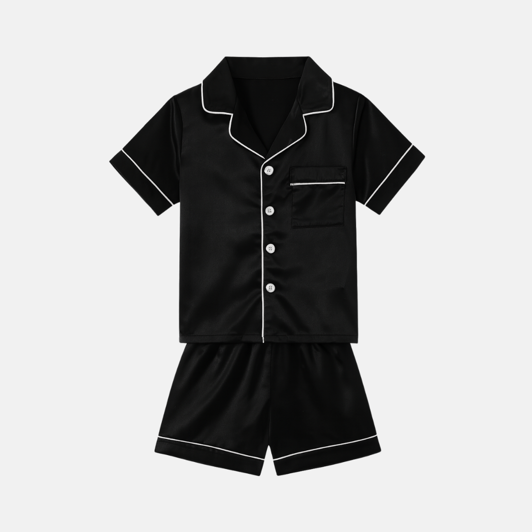 Kids’ Satin Pajama Set – Short Sleeve Summer Sleepwear with Silky Soft Comfort