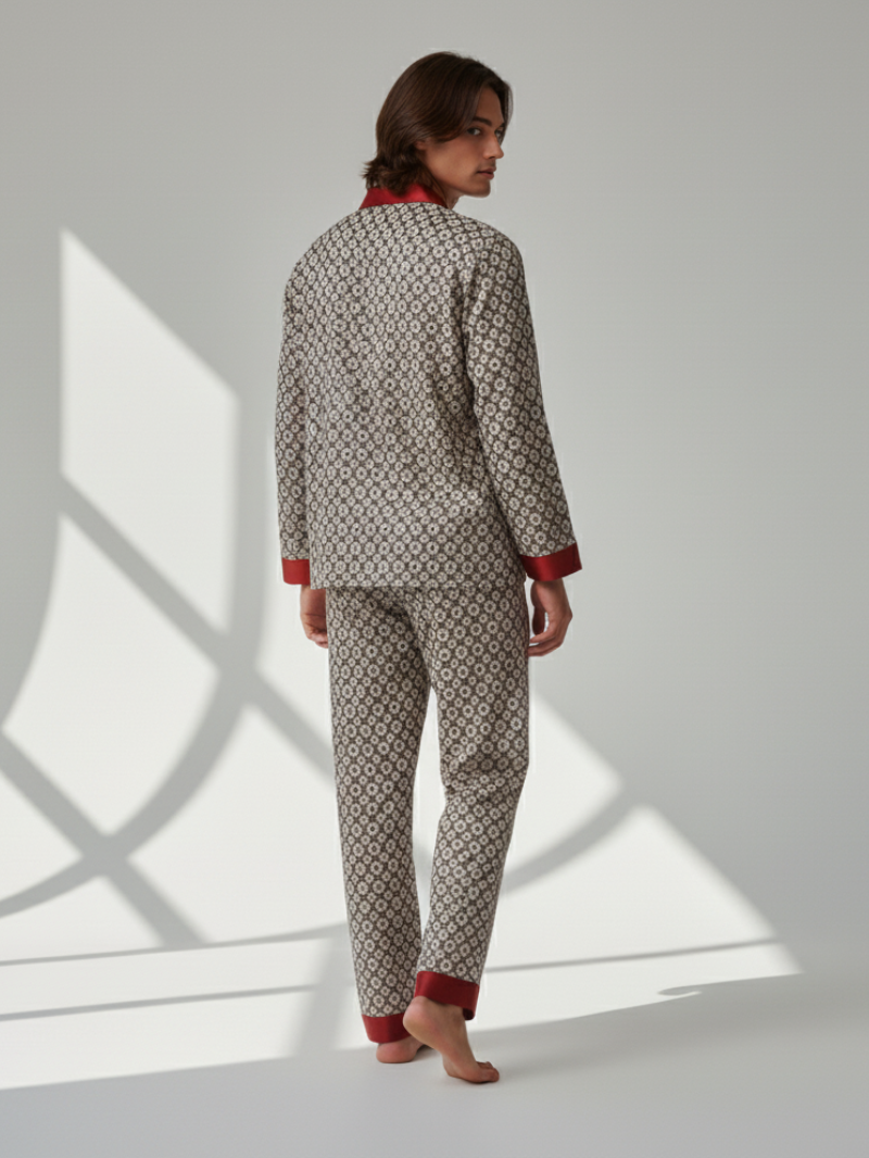 Men’s Patterned Pajama Set – Soft Feel & Elegant Comfort