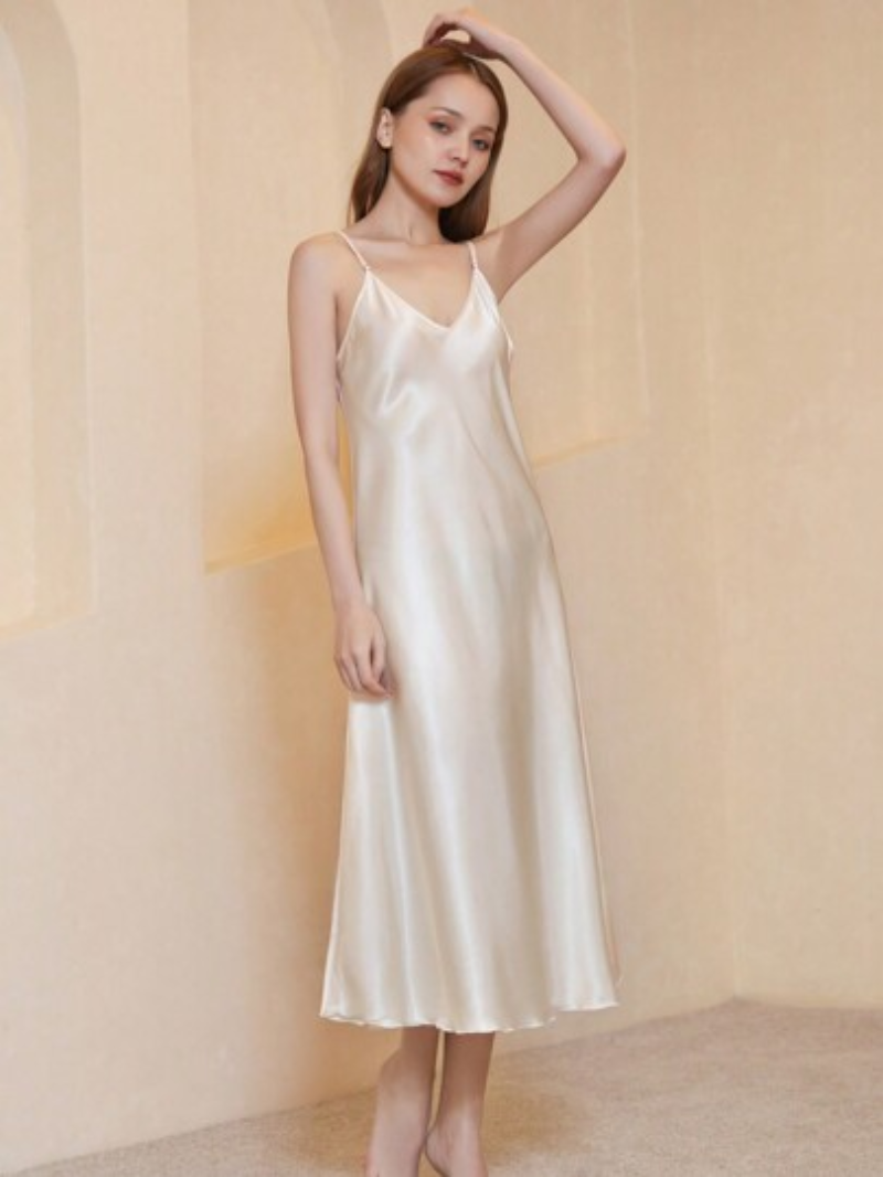 Elegant Satin Summer Maxi Dress for Women – Flowy Beach & Party Gown