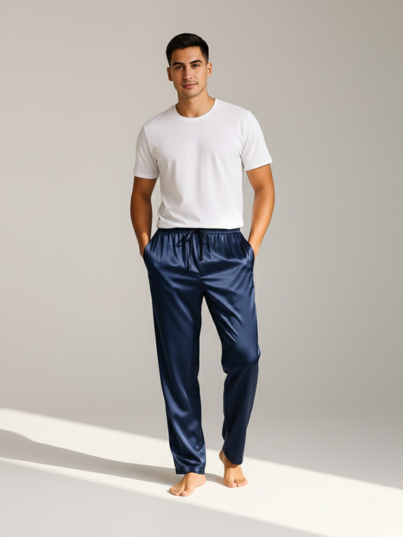 Men’s Pajama Pants – Loose Satin Sleepwear Trousers