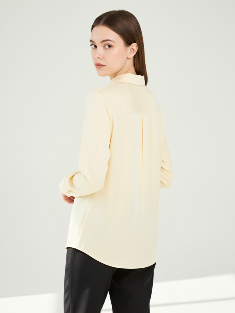 Women’s 100% Mulberry Silk Long-Sleeve Shirt – Professional Suit Top