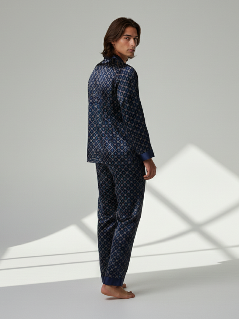 Men’s Patterned Pajama Set – Soft Feel & Elegant Comfort
