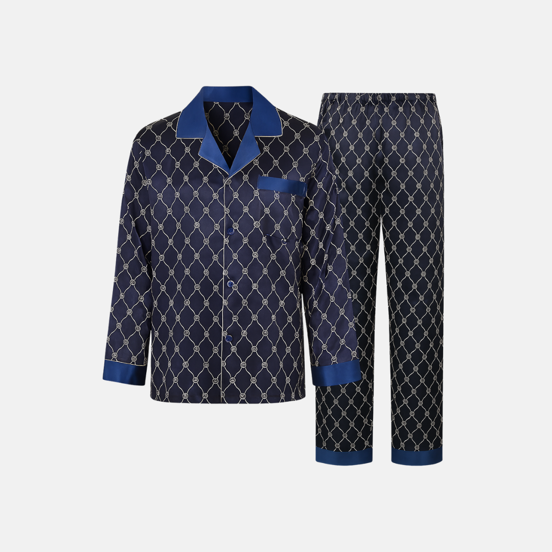 Men’s Patterned Pajama Set – Soft Feel & Elegant Comfort