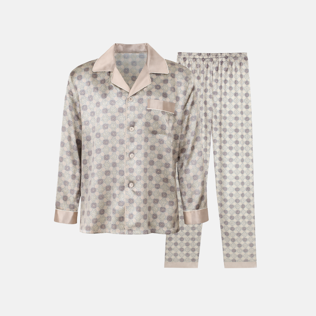 Men’s Patterned Pajama Set – Soft Feel & Elegant Comfort
