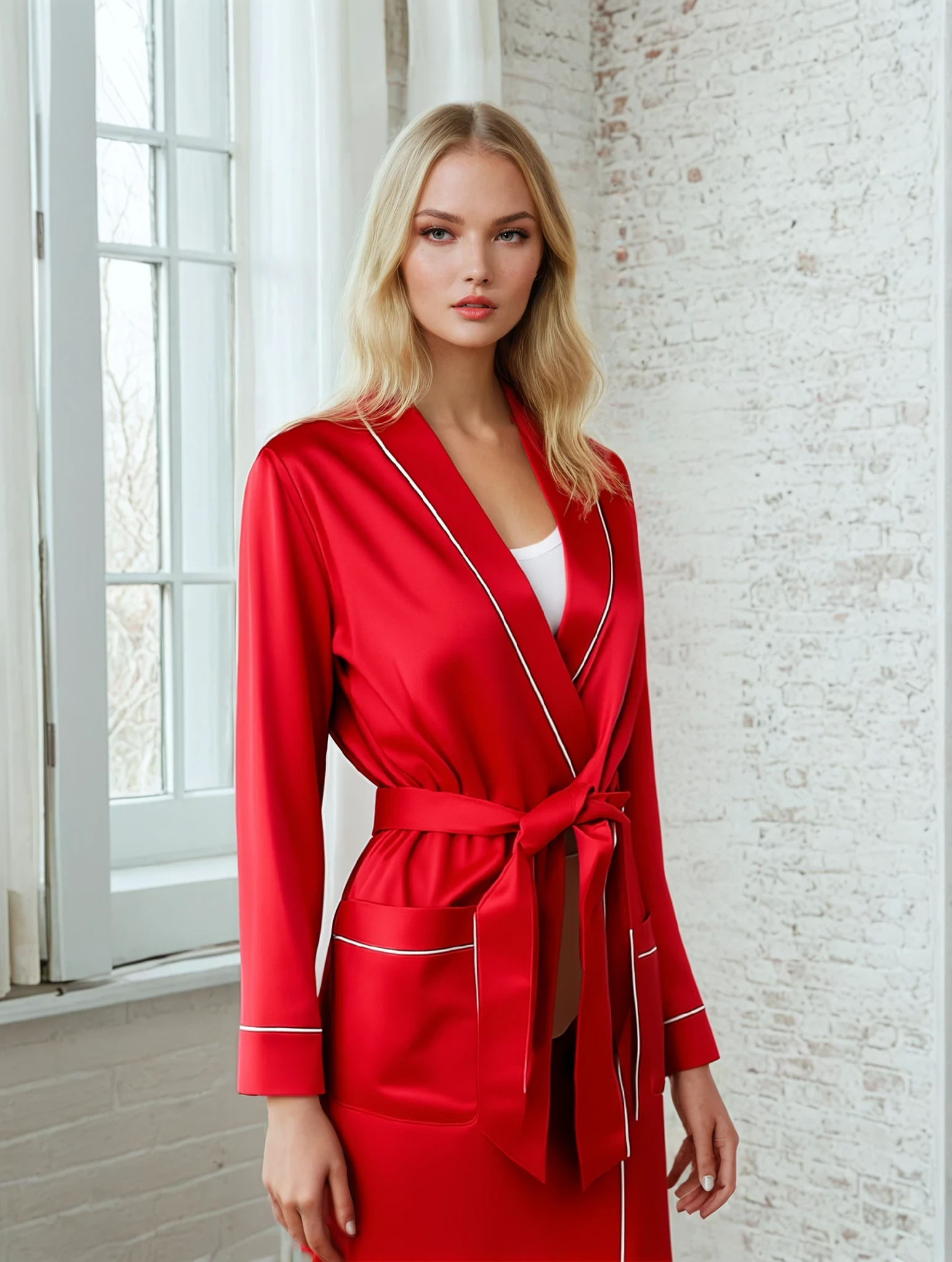 100% Mulberry Silk Long Robe for Women – Luxury Sleepwear & Elegant Loungewear with Contrast Trim