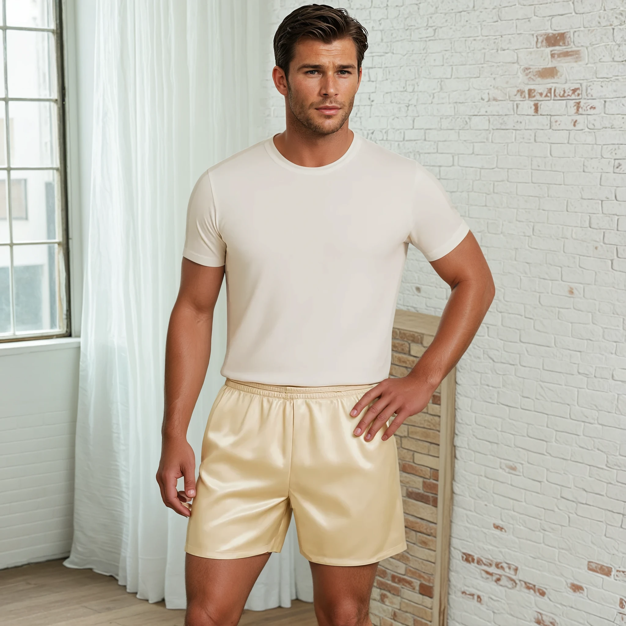 Men’s 100% Mulberry Silk Shorts – Luxurious Lightweight Nightwear