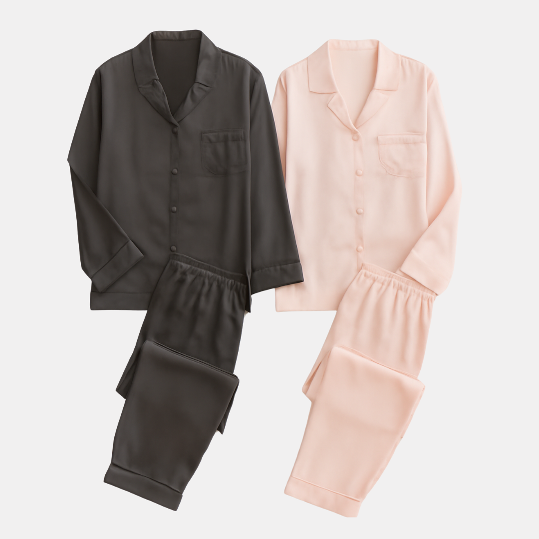 Couple Pajamas – Men's Long Sleeve and Women's Home Wear Set in Ice Silk for Spring and Autumn