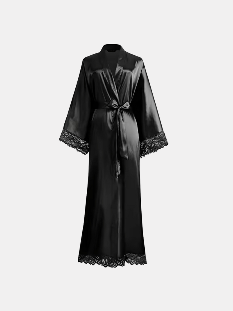 Silk Satin Lace Robes – Bridesmaid and Bride Wedding Long Robe, Elegant Bathrobe and Lingerie Robe for Women