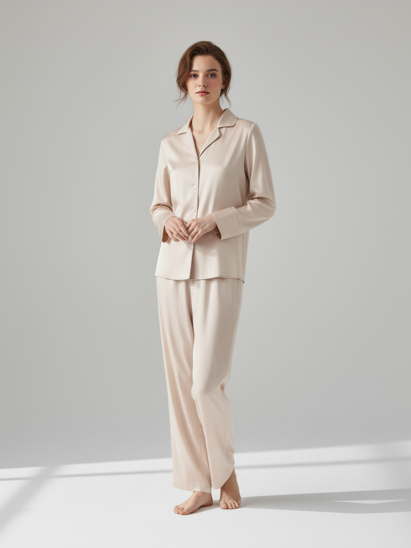 100% Mulberry Silk Women’s Pajama Set – Luxury Two-Piece Sleepwear