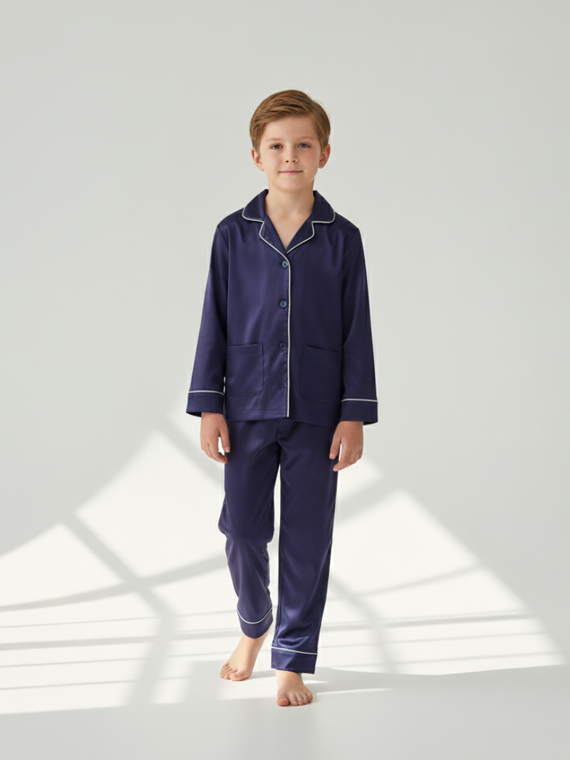100% Mulberry Silk Pajamas for Kids – Comfortable Long Sleeve Set