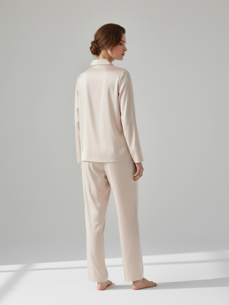 100% Mulberry Silk Women’s Pajama Set – Luxury Two-Piece Sleepwear