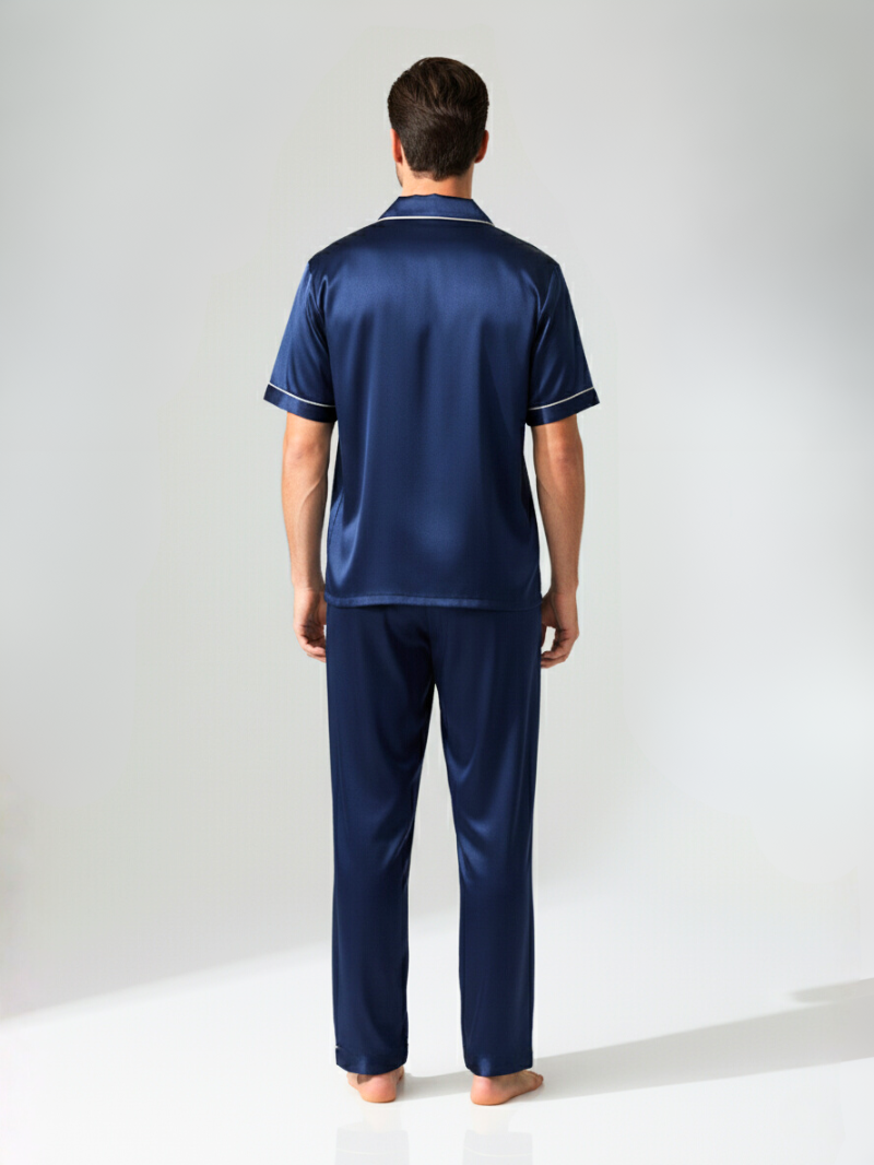 Men’s 100% Mulberry Silk Lightweight Summer Short Sleeve Shirt and Pants Set