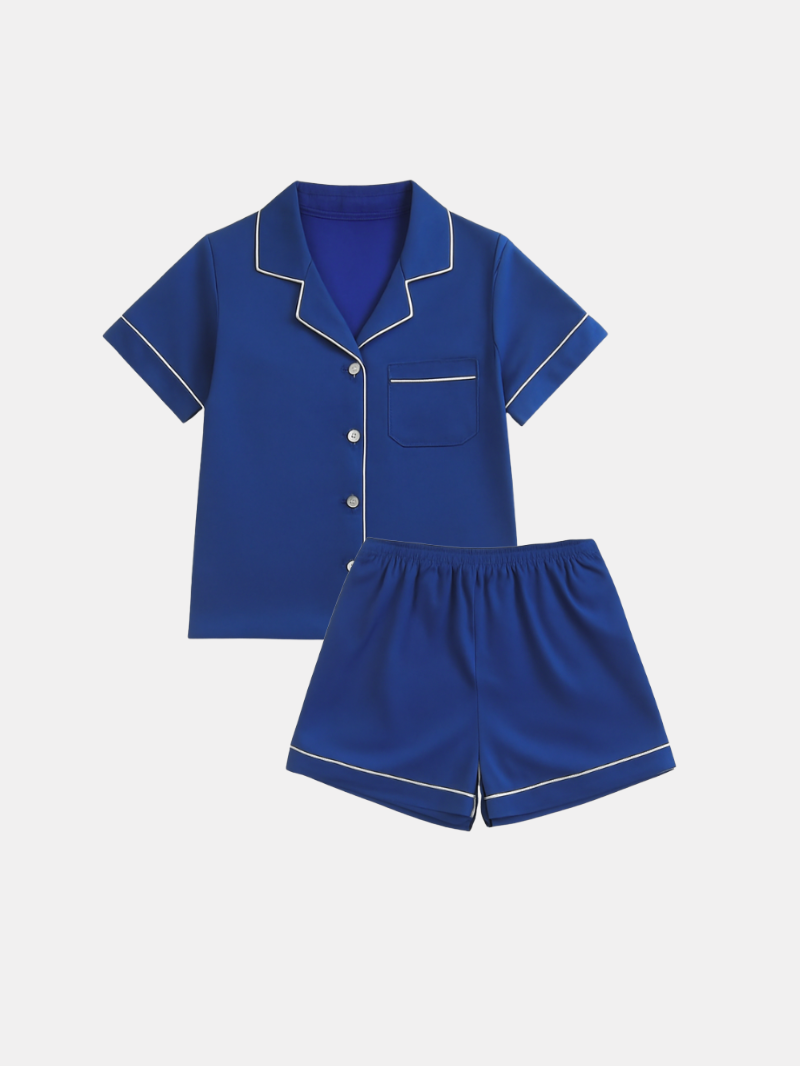 Children’s 100% Mulberry Silk Short Sleeve Pajama Set – Silk Sleepwear for Kids