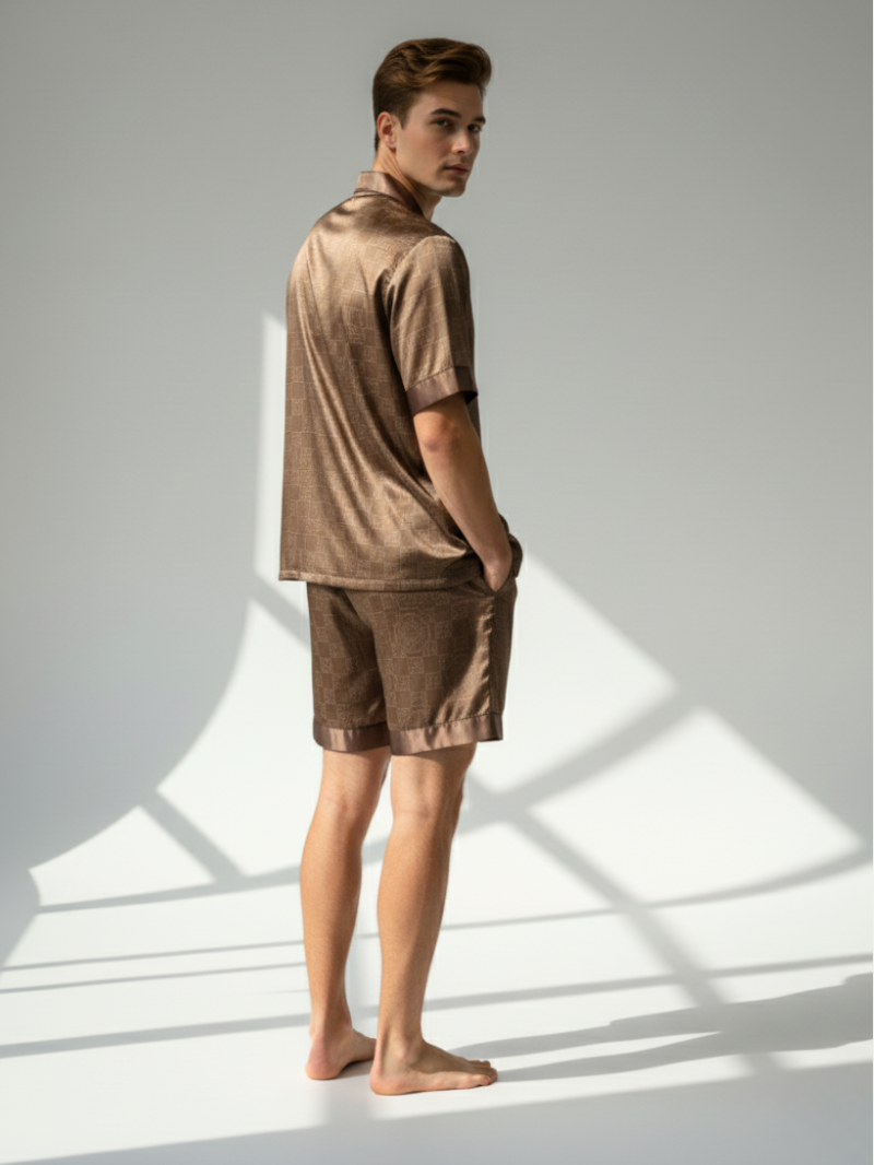 Men’s Silk-Feel Pajama Set – Lightweight Satin Sleepwear
