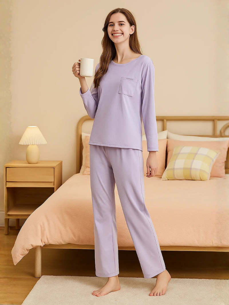 Women’s Modal Cotton Pajama Set – Soft, Breathable & Long-Sleeve Loungewear