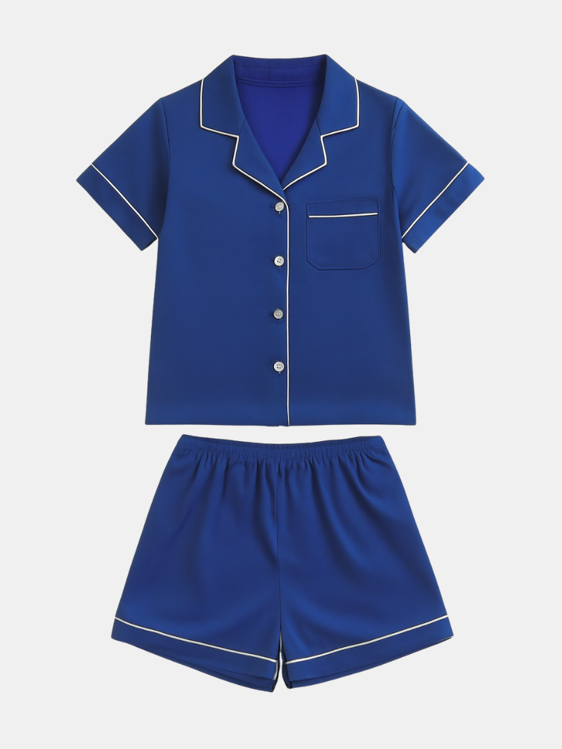 Children’s 100% Mulberry Silk Short Sleeve Pajama Set – Silk Sleepwear for Kids