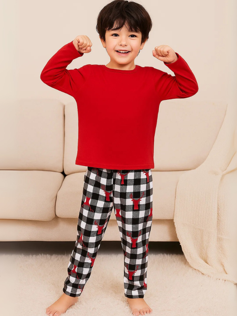 Boys and Girls Silk Pajama Set – Solid & Striped Long-Sleeve Homewear