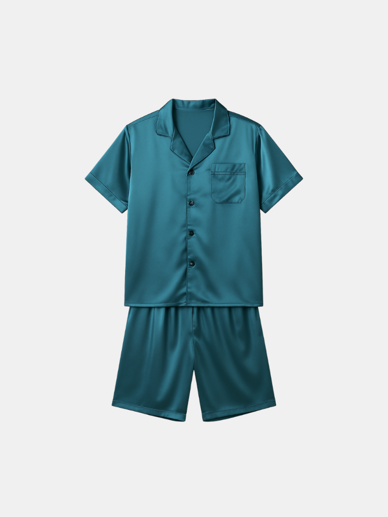 Men’s Silk Short Pajama Set – Lightweight Summer Sleepwear & Loungewear