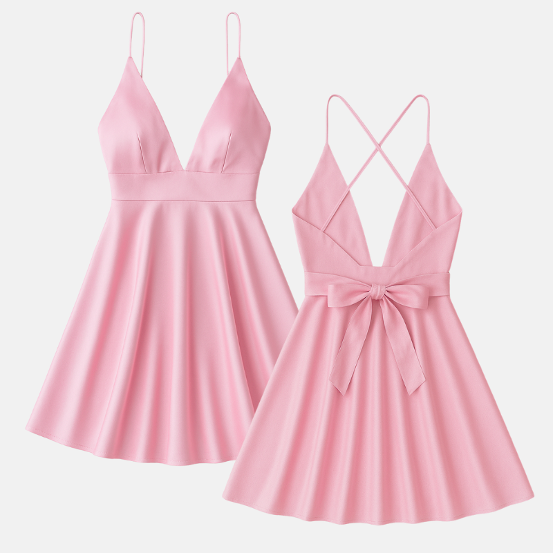 Summer Swing Dress with Bow – Flowy Sleeveless One-Piece for Women