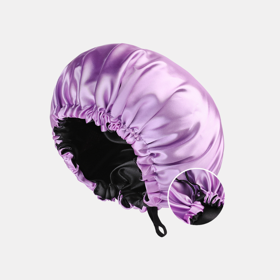 Double-Sided Satin Sleeping Cap for Women – Elastic Hair Care and Shower Cap with Button