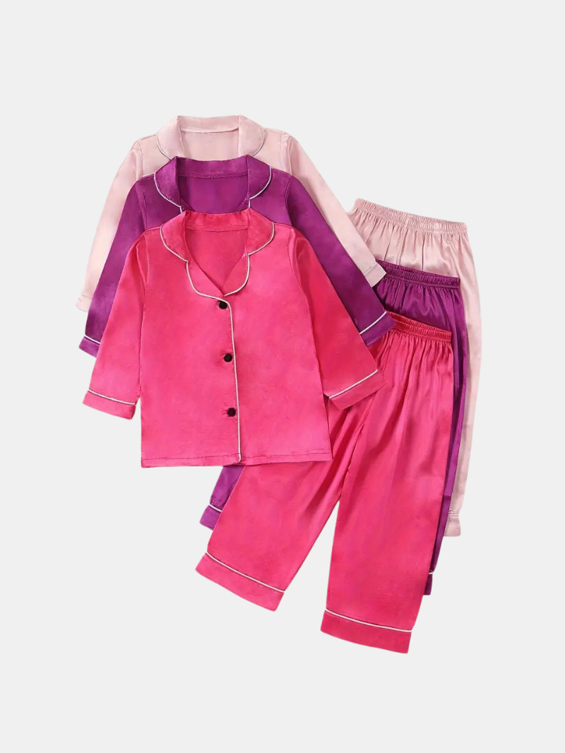 Silk Children's 3-Piece Pajama Set – Long Sleeved Top & Long Pants