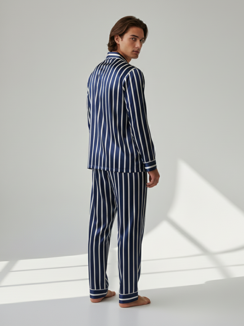 Men’s Patterned Pajama Set – Soft Feel & Elegant Comfort