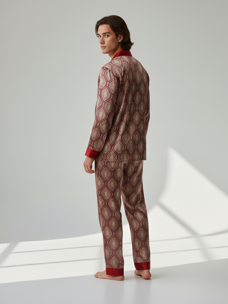 Men’s Patterned Pajama Set – Soft Feel & Elegant Comfort