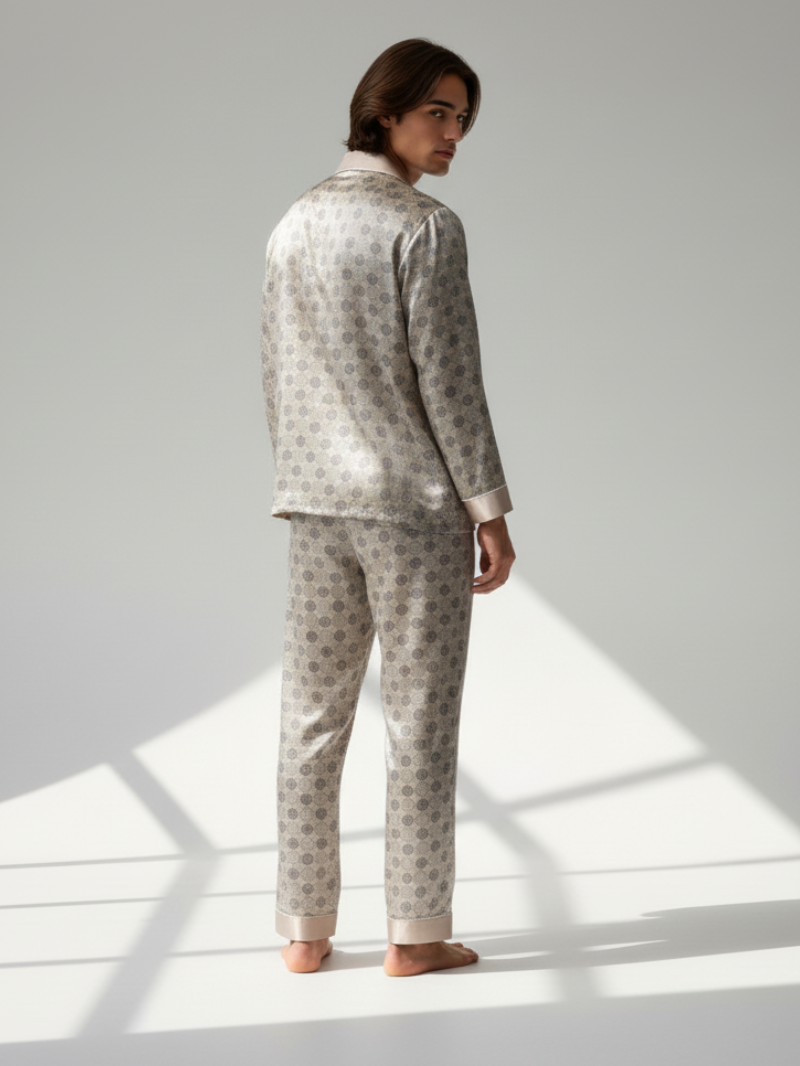 Men’s Patterned Pajama Set – Soft Feel & Elegant Comfort