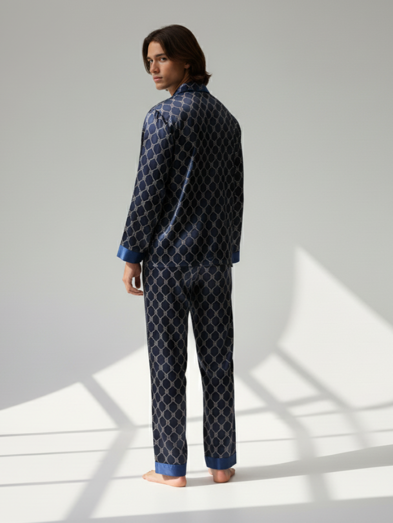 Men’s Patterned Pajama Set – Soft Feel & Elegant Comfort