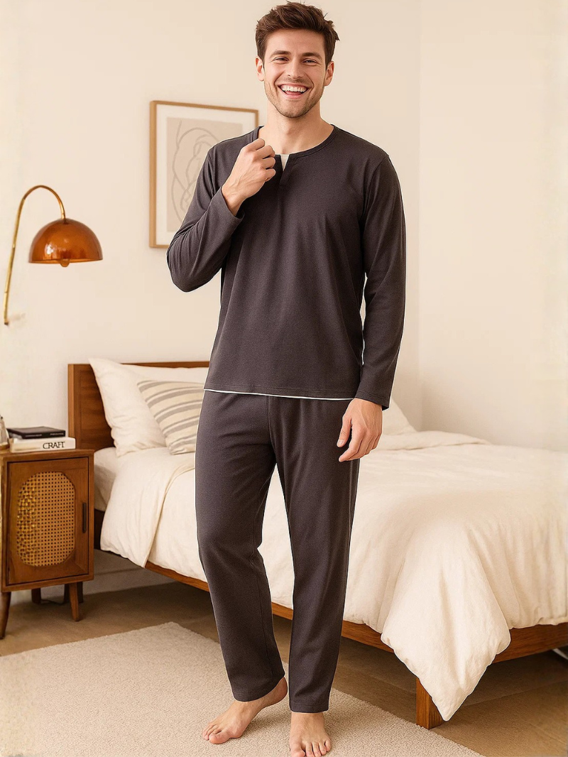 Soft Modal Cotton Pajama Set with Built-In Bra – Lightweight & Breathable Loungewear