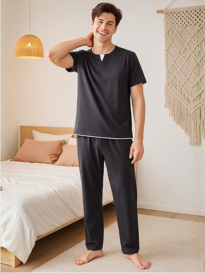 Soft Modal Cotton Pajama Set with Built-In Bra – Lightweight & Breathable Loungewear