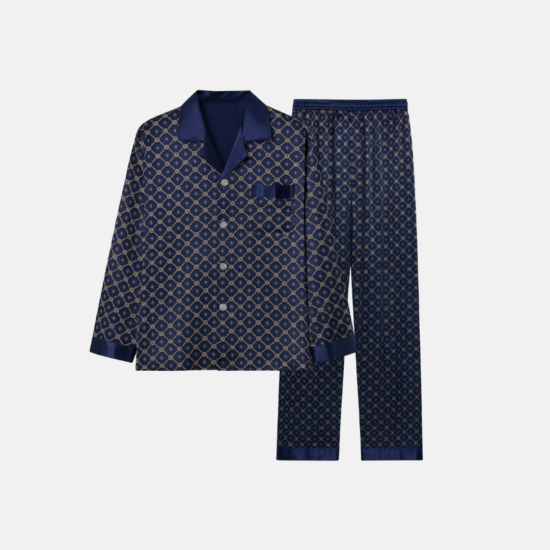 Men’s Patterned Pajama Set – Soft Feel & Elegant Comfort
