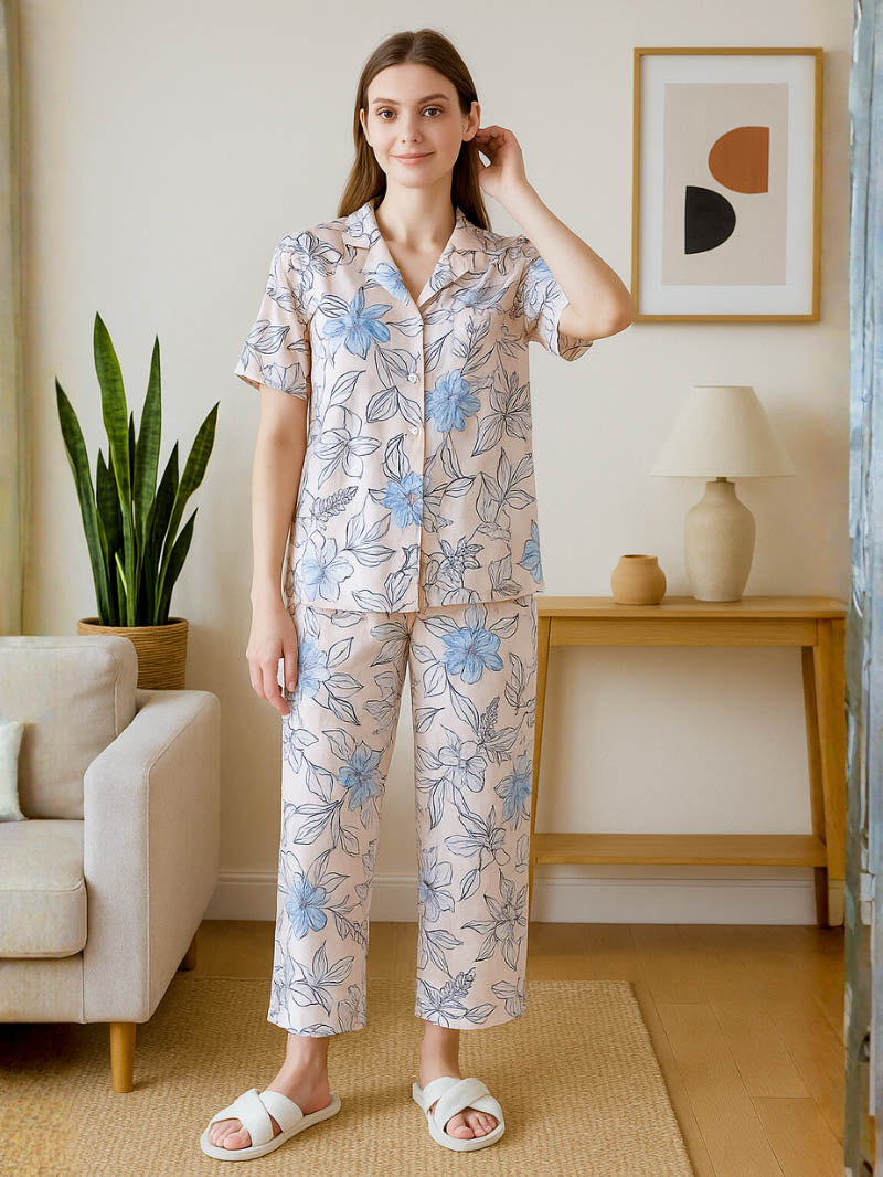 Lightweight Printed Women’s Pajama Set – Soft Long Sleeve Sleepwear