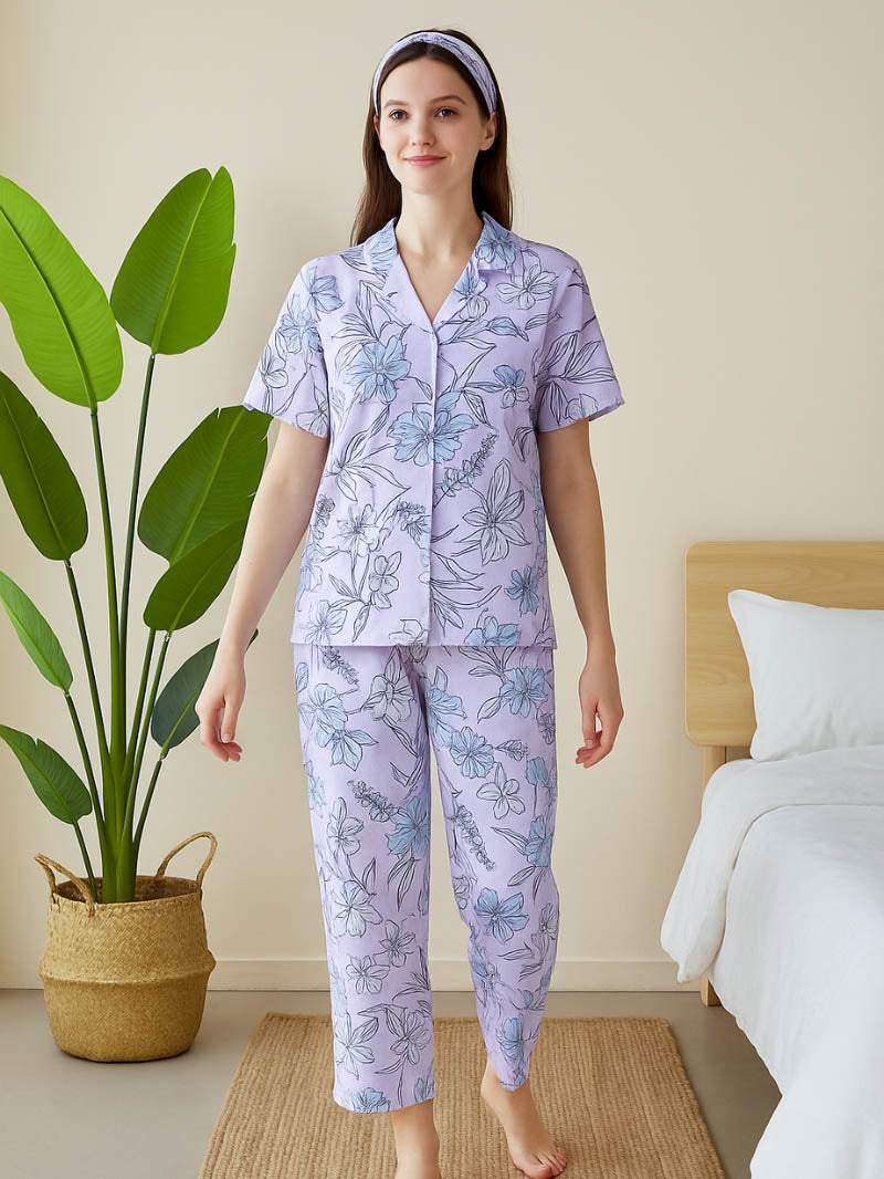 Lightweight Printed Women’s Pajama Set – Soft Long Sleeve Sleepwear