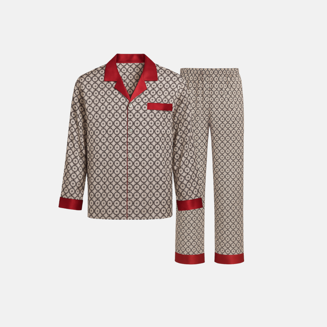 Men’s Patterned Pajama Set – Soft Feel & Elegant Comfort