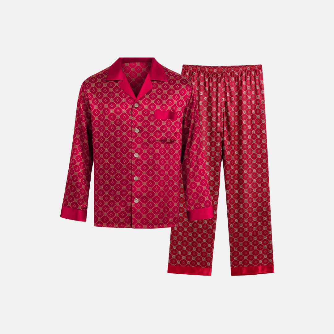 Men’s Patterned Pajama Set – Soft Feel & Elegant Comfort