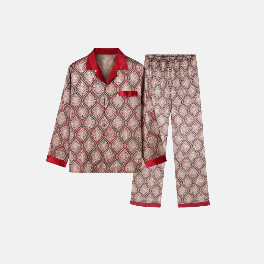 Men’s Patterned Pajama Set – Soft Feel & Elegant Comfort