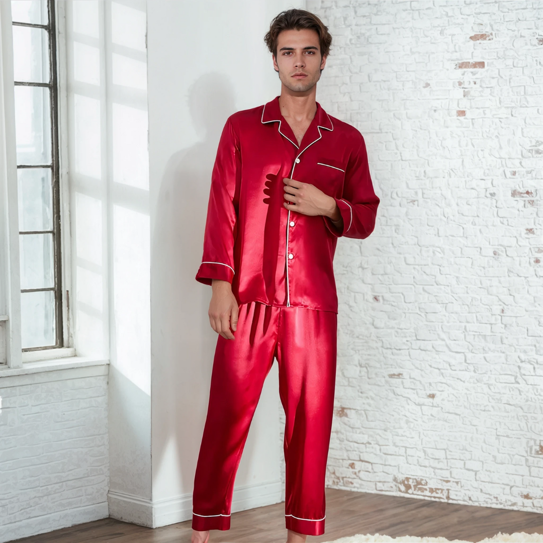 Men’s 100% Mulberry Silk Pajama Set – Luxury Sleepwear, Soft Silk & Elegant Comfort