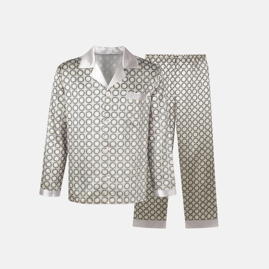 Men’s Patterned Pajama Set – Soft Feel & Elegant Comfort