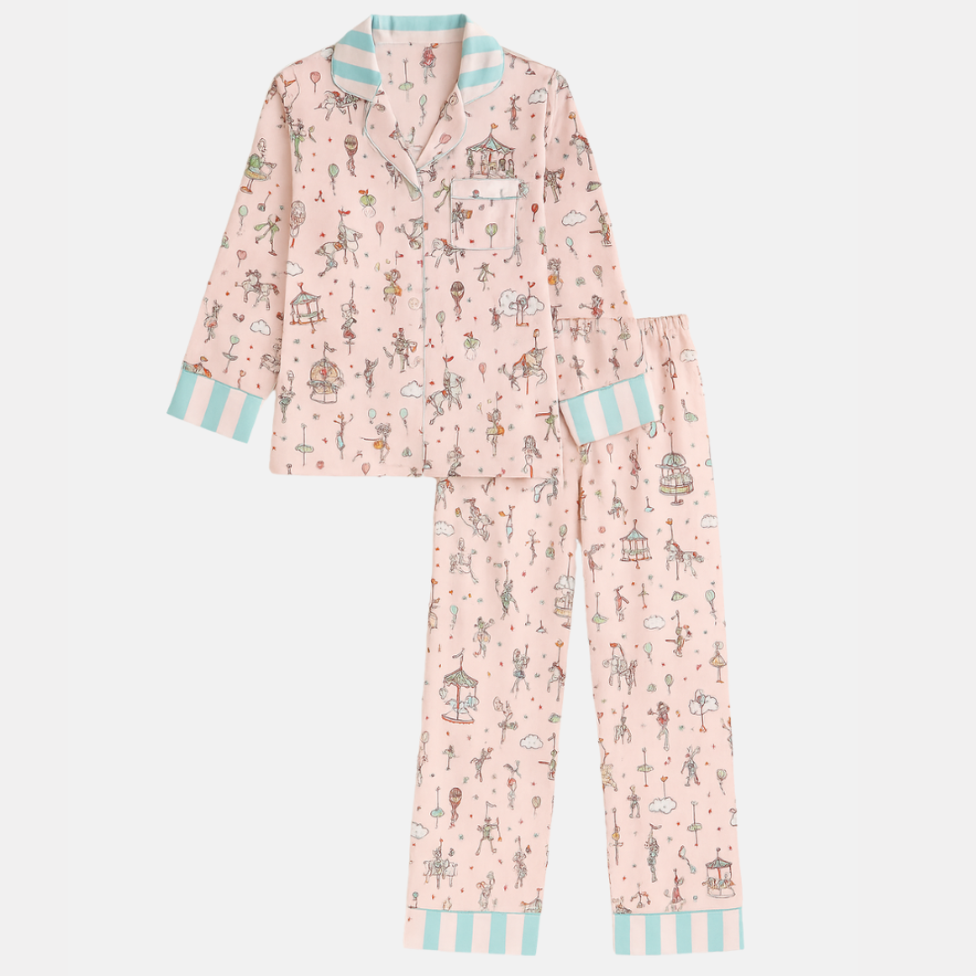 2pcs Women's Cute Cartoon Print Pajama Set – Soft & Comfy Sleepwear