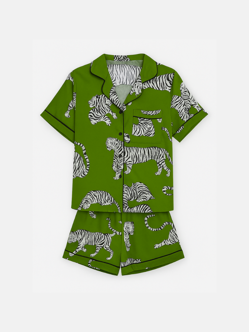 Lightweight Satin Pajama Set with Shorts – Summer Sleepwear for Women