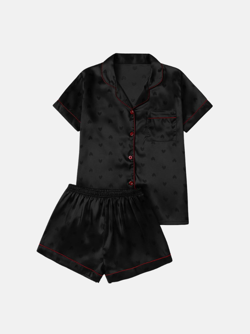Silky Satin Pajama Set for Women – Lightweight Summer Sleepwear with Belted Shorts
