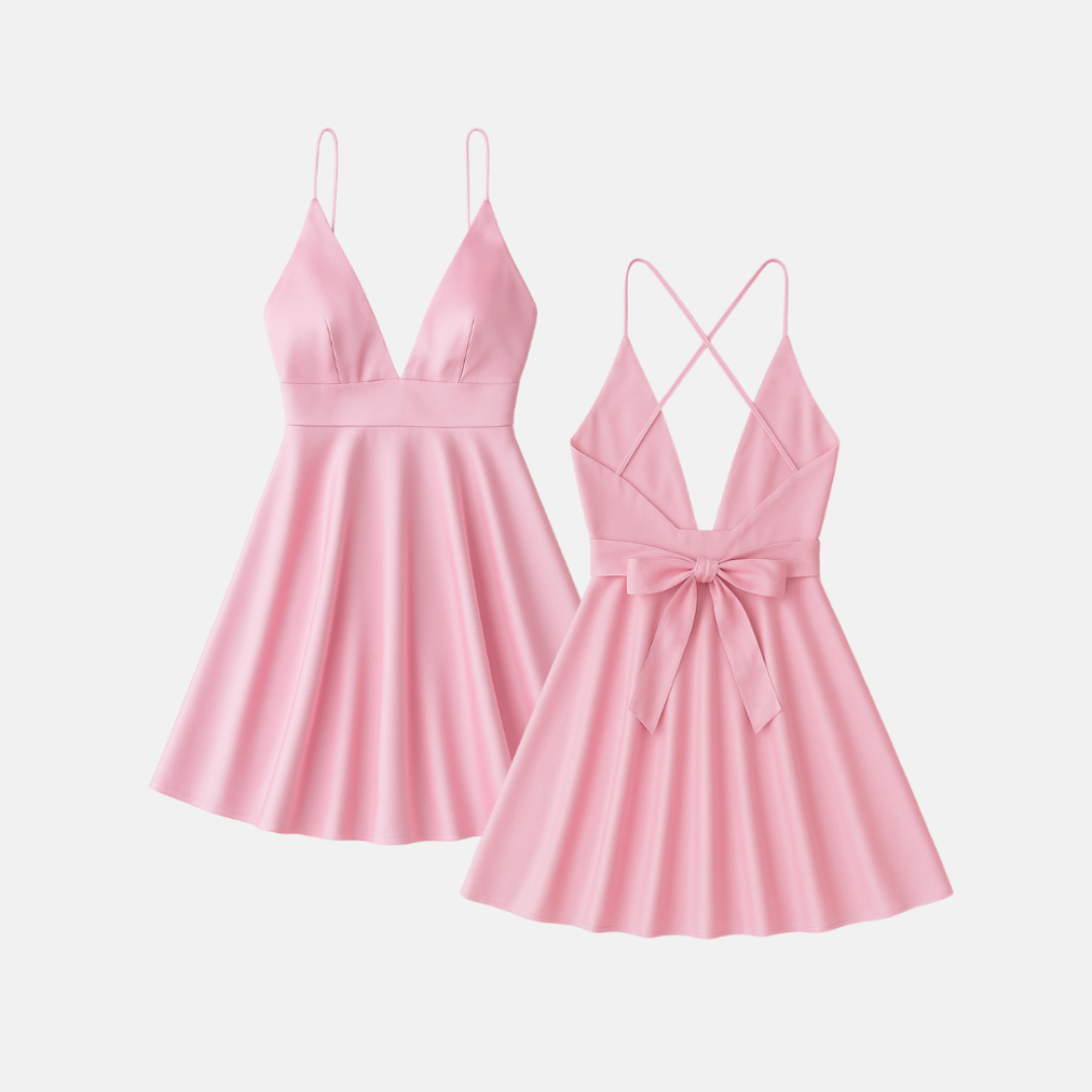 Summer Swing Dress with Bow – Flowy Sleeveless One-Piece for Women