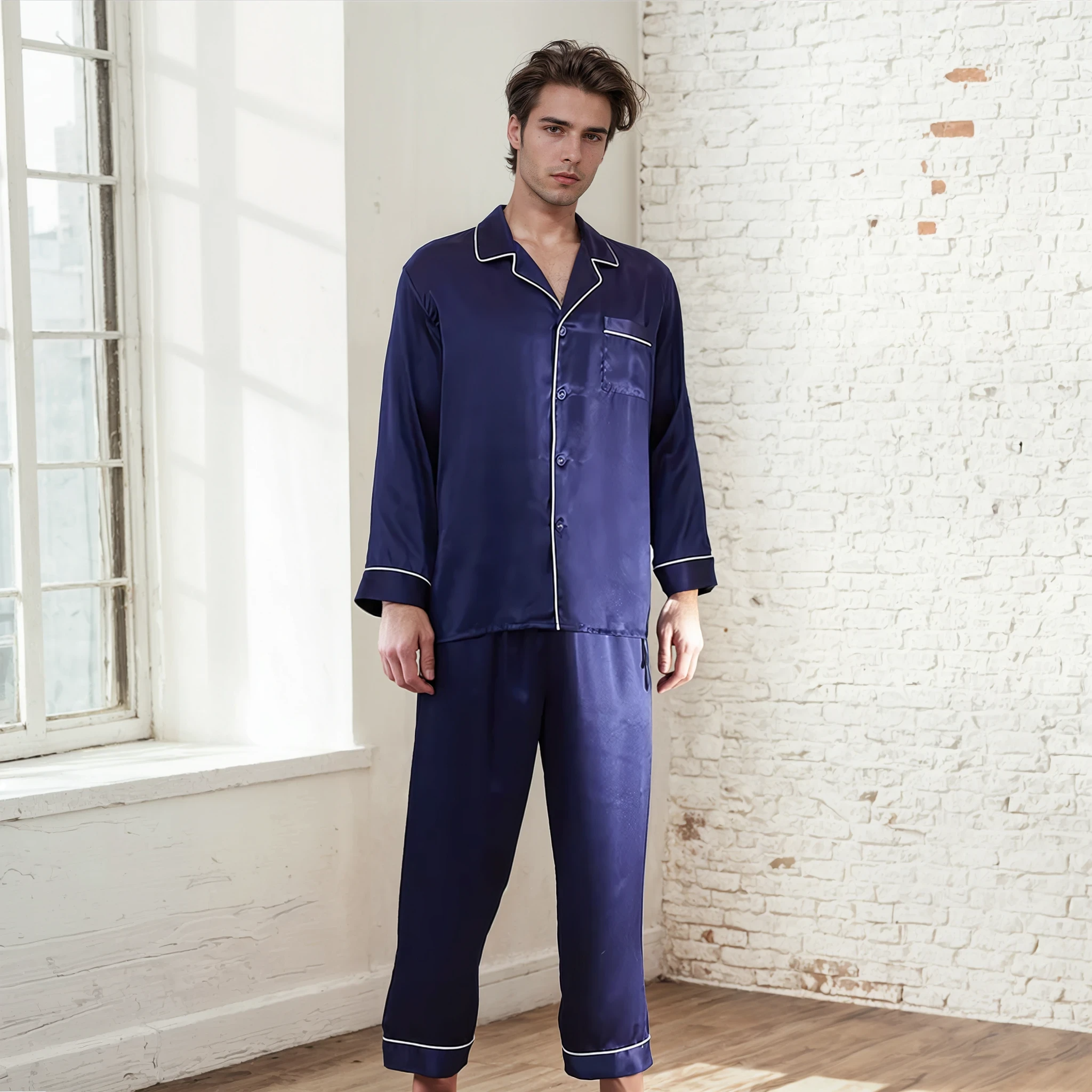 Men’s 100% Mulberry Silk Pajama Set – Luxury Sleepwear, Soft Silk & Elegant Comfort