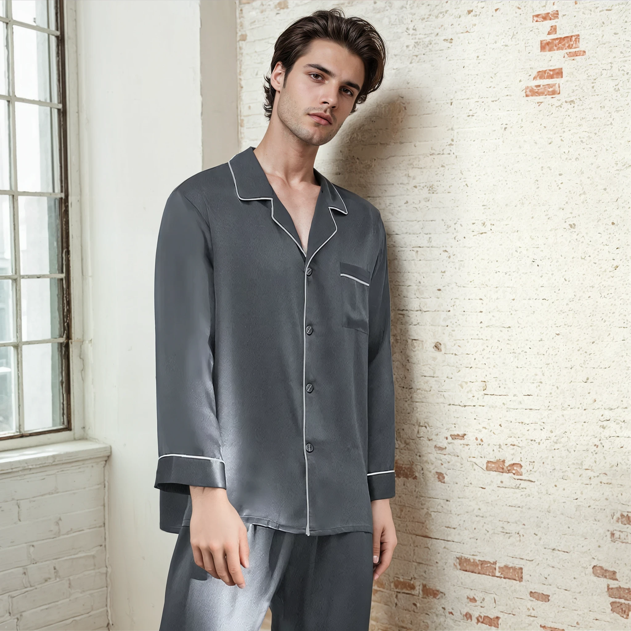 Men’s 100% Mulberry Silk Pajama Set – Luxury Sleepwear, Soft Silk & Elegant Comfort