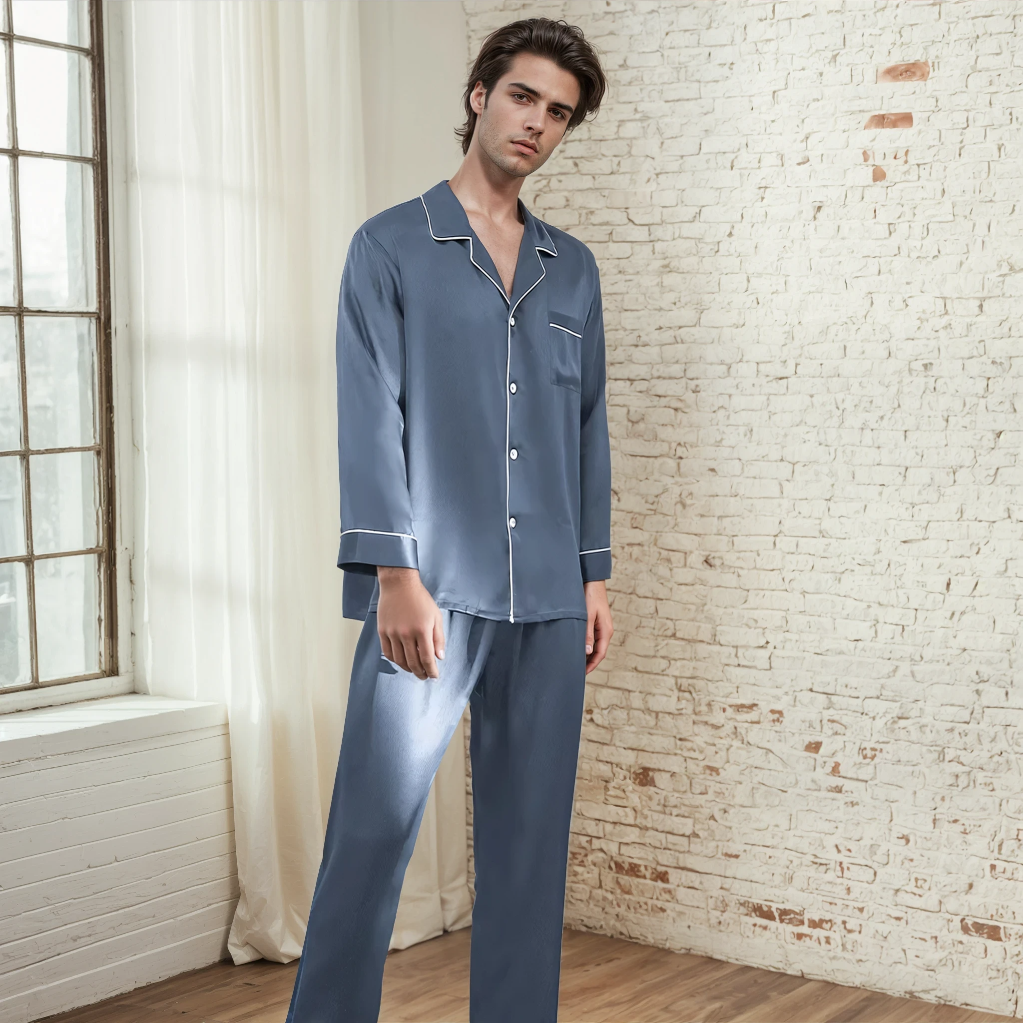 Men’s 100% Mulberry Silk Pajama Set – Luxury Sleepwear, Soft Silk & Elegant Comfort