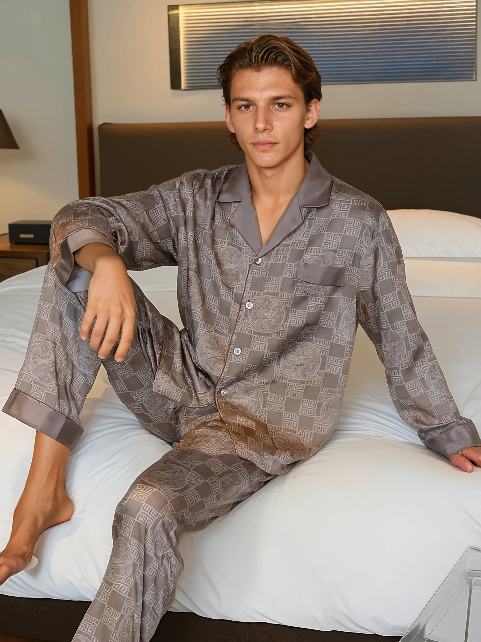 Men’s Silk-Feel Pajama Set – Lightweight Satin Sleepwear
